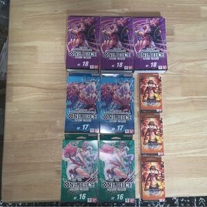 One Piece Starter Decks 16 x 2 , 17 x 2 , 18 x 3